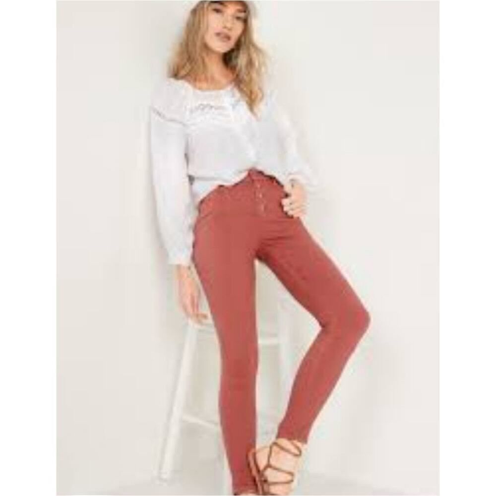 Old Navy High-Waisted Button-Fly Pop-Color Rockstar Super Skinny Jeans sz 6 - Picture 2 of 13